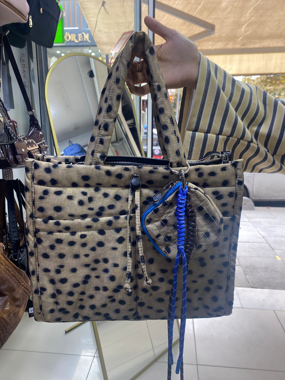 ÇÇS 18620 Kapitone Shopper Çanta - BEJ BENEKLİ