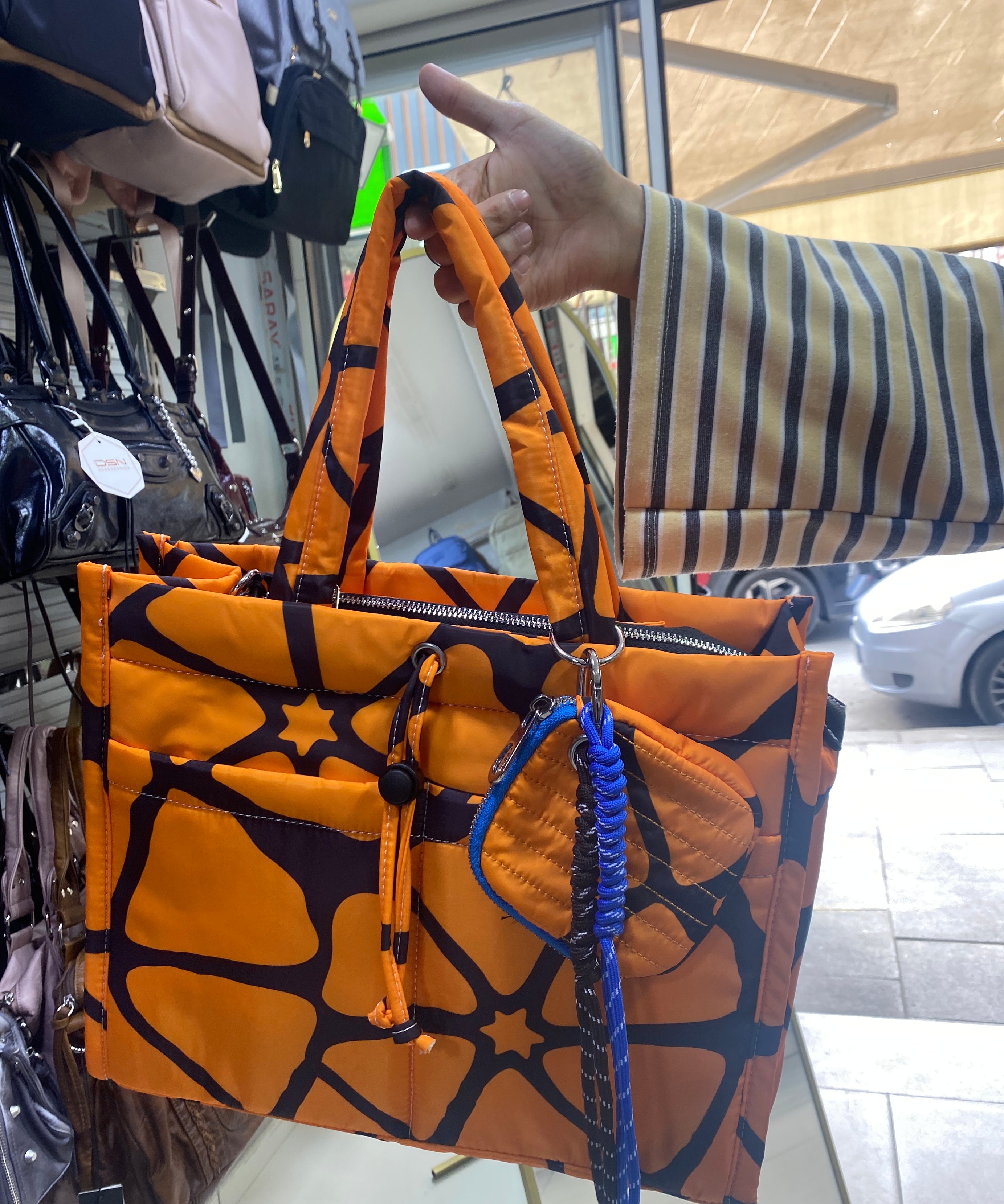ÇÇS 18620 Kapitone Shopper Çanta - TURUNCU DESENLİ