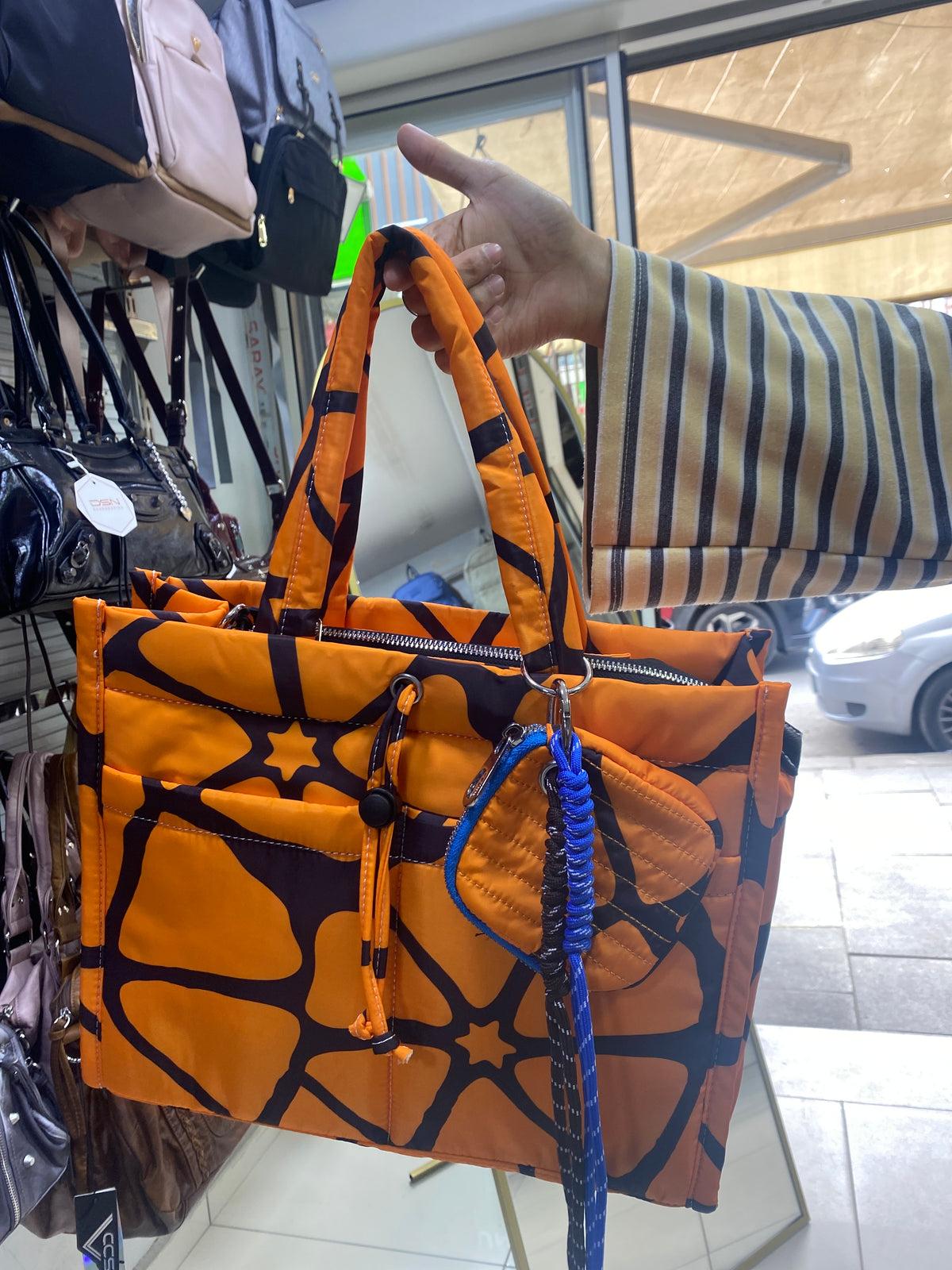 ÇÇS 18620 Kapitone Shopper Çanta - TURUNCU DESENLİ