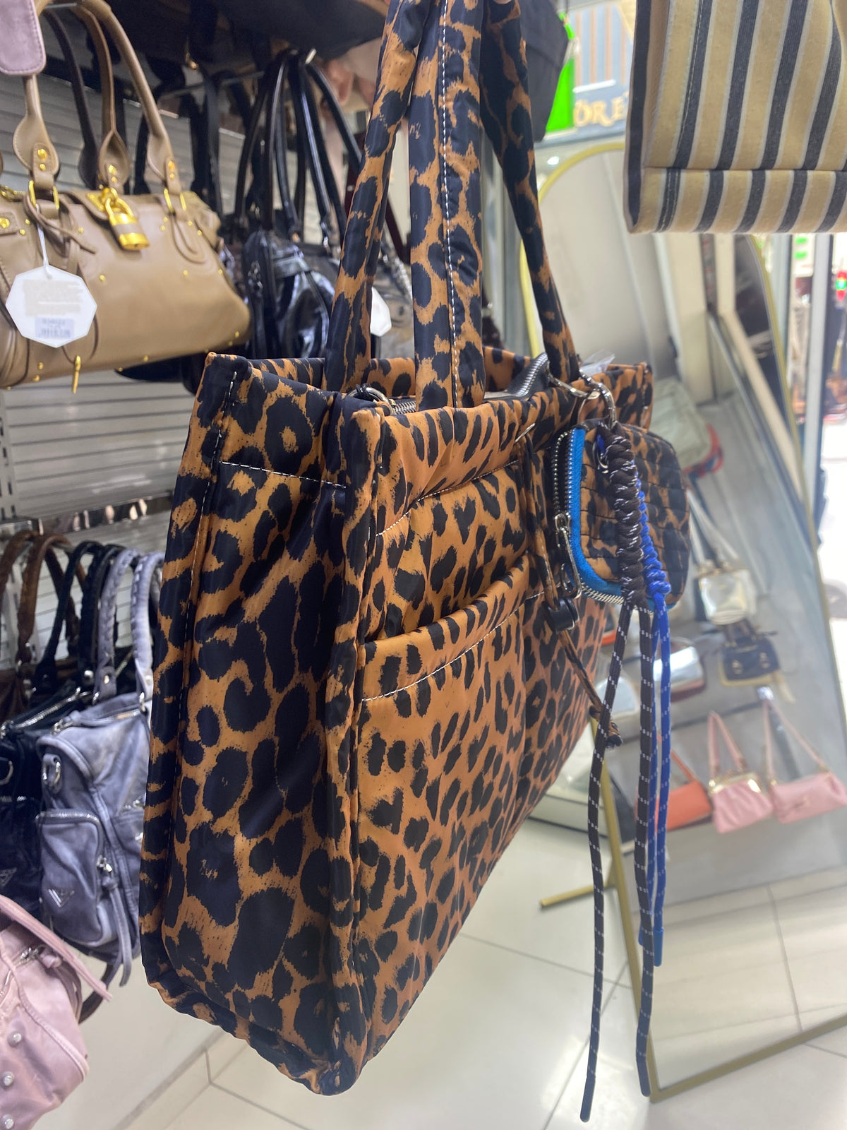 ÇÇS 18620 Kapitone Shopper Çanta - KAHVE LEOPAR