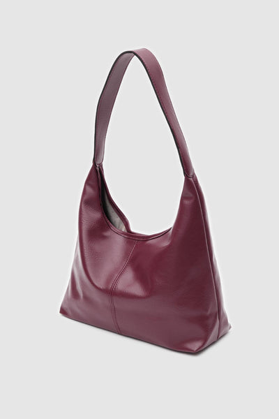 Vintage Omuz Çantası Fermuarlı - Bordo