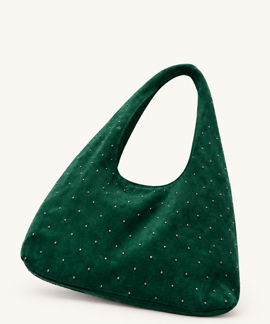 Yeşil süet shopper çanta