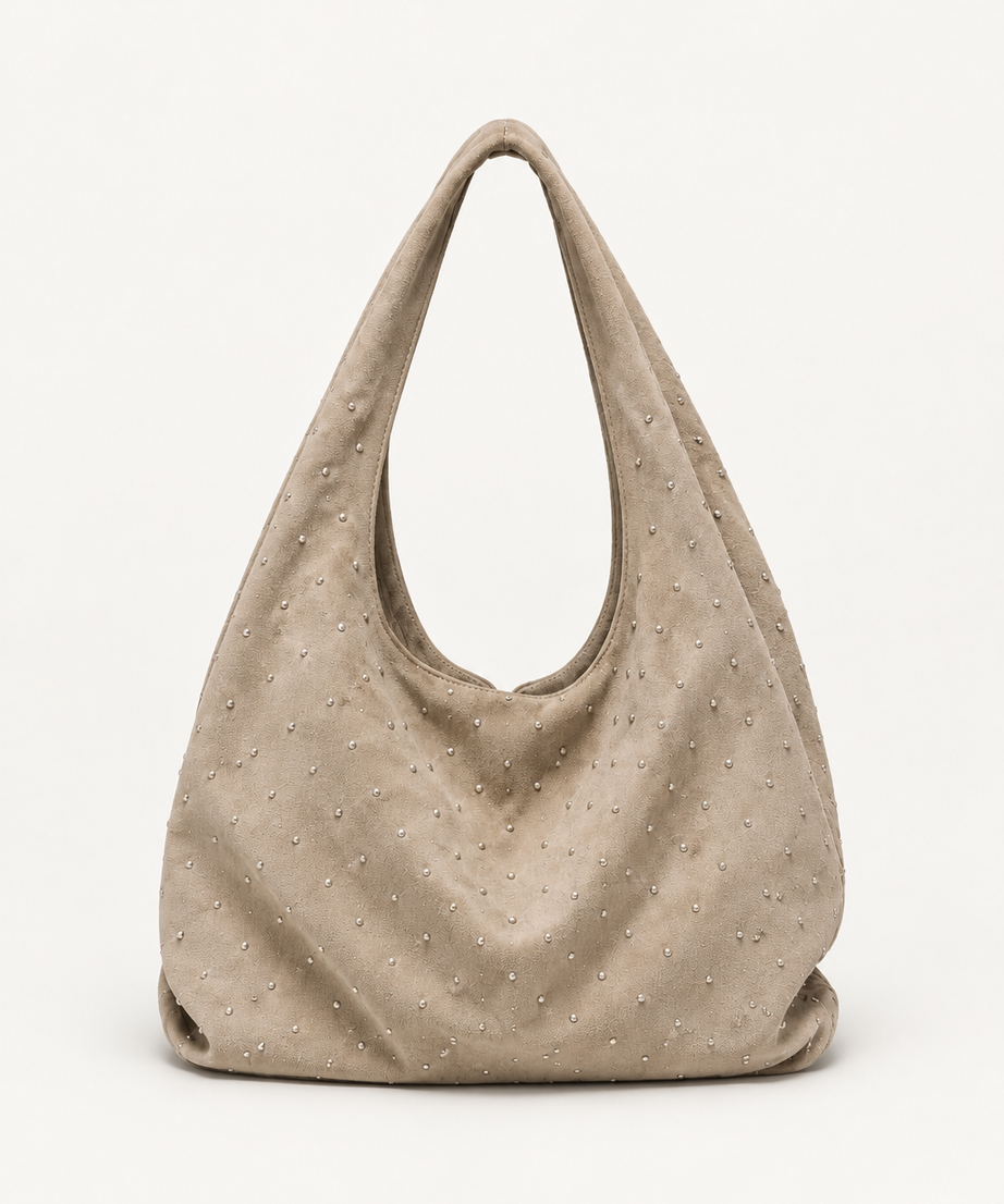 Gri süet shopper çanta
