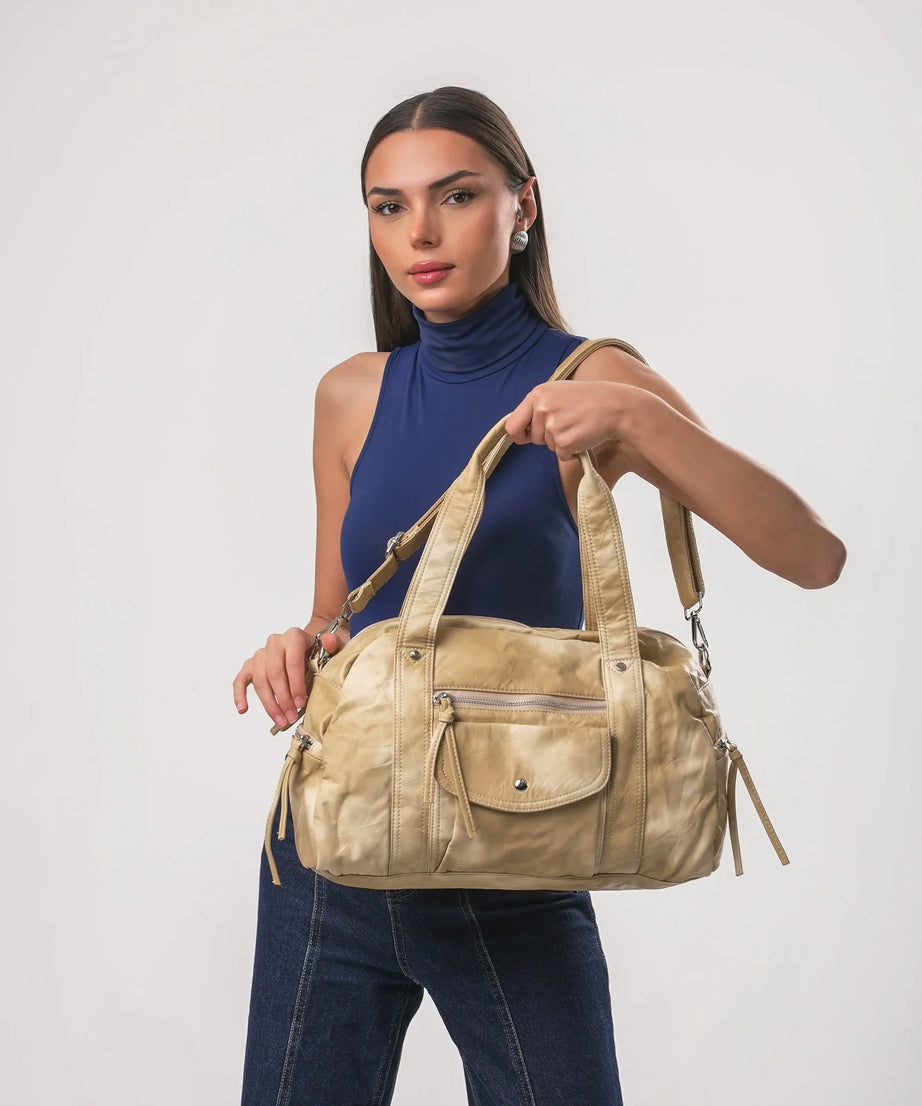 Şık, Modern ve Günlük Kullanım İçin İdeal Eskitme Deri Retro Tarz ccs-18384 - BEJ