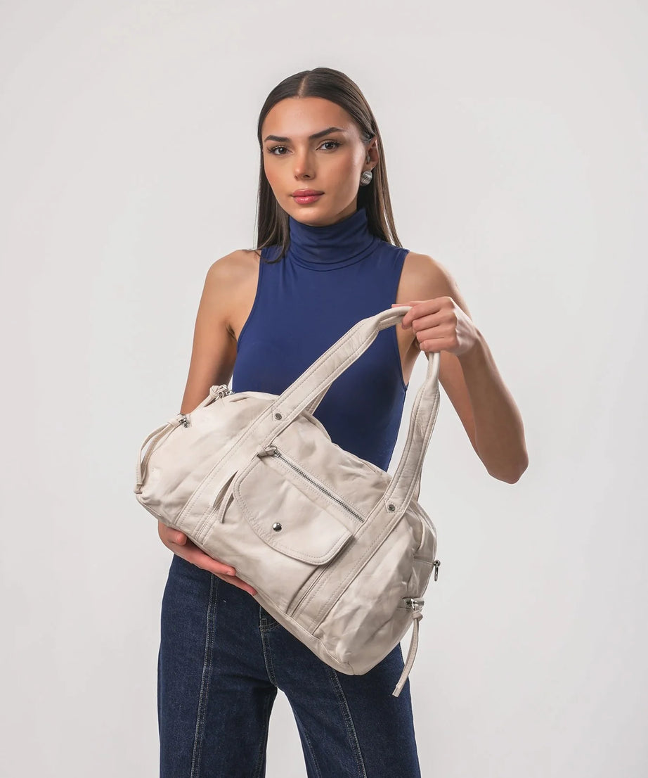 Şık, Modern ve Günlük Kullanım İçin İdeal Eskitme Deri Retro Tarz ccs-18384 - BEYAZ