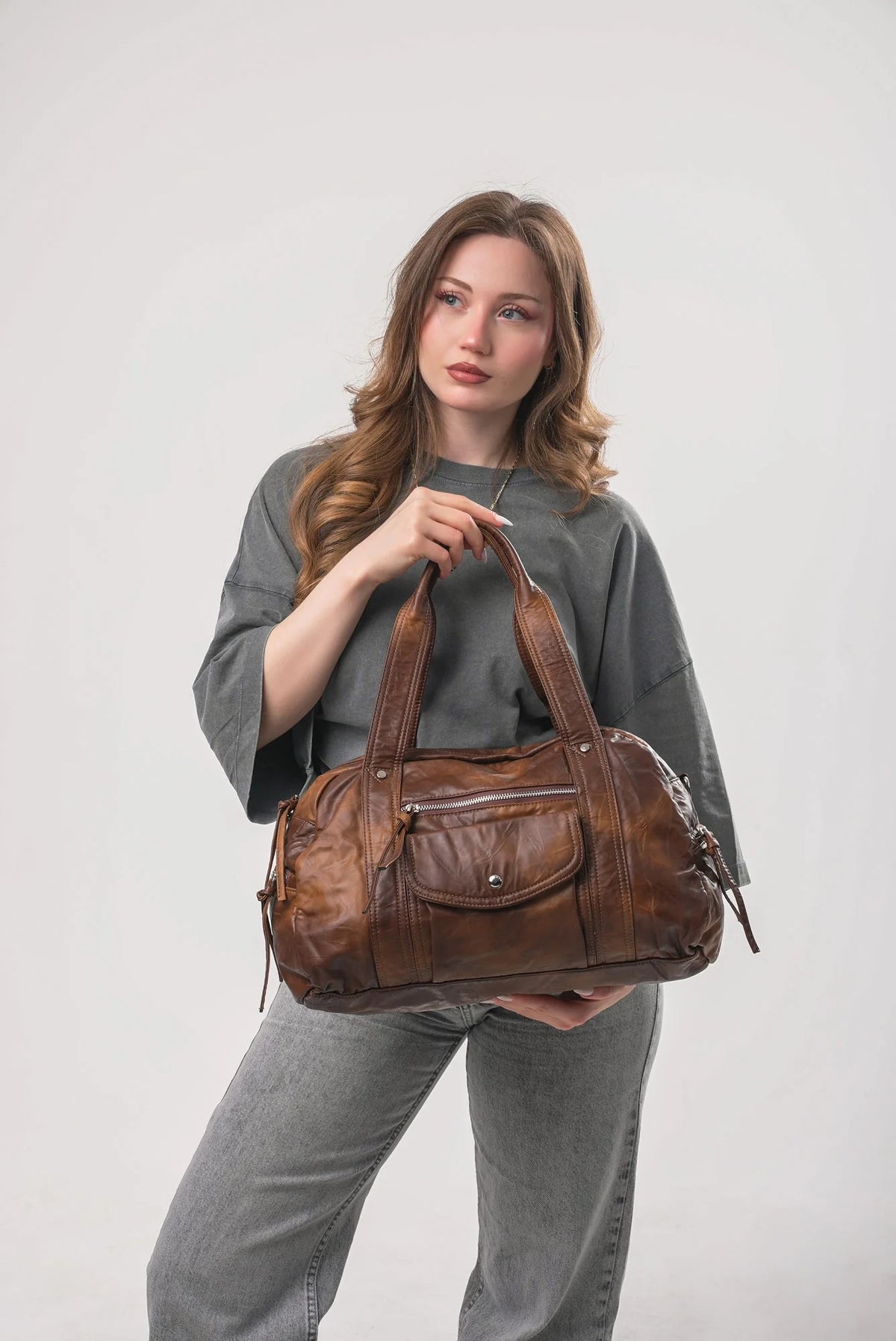 Şık, Modern ve Günlük Kullanım İçin İdeal Eskitme Deri Retro Tarz ccs-18384 - CAMEL