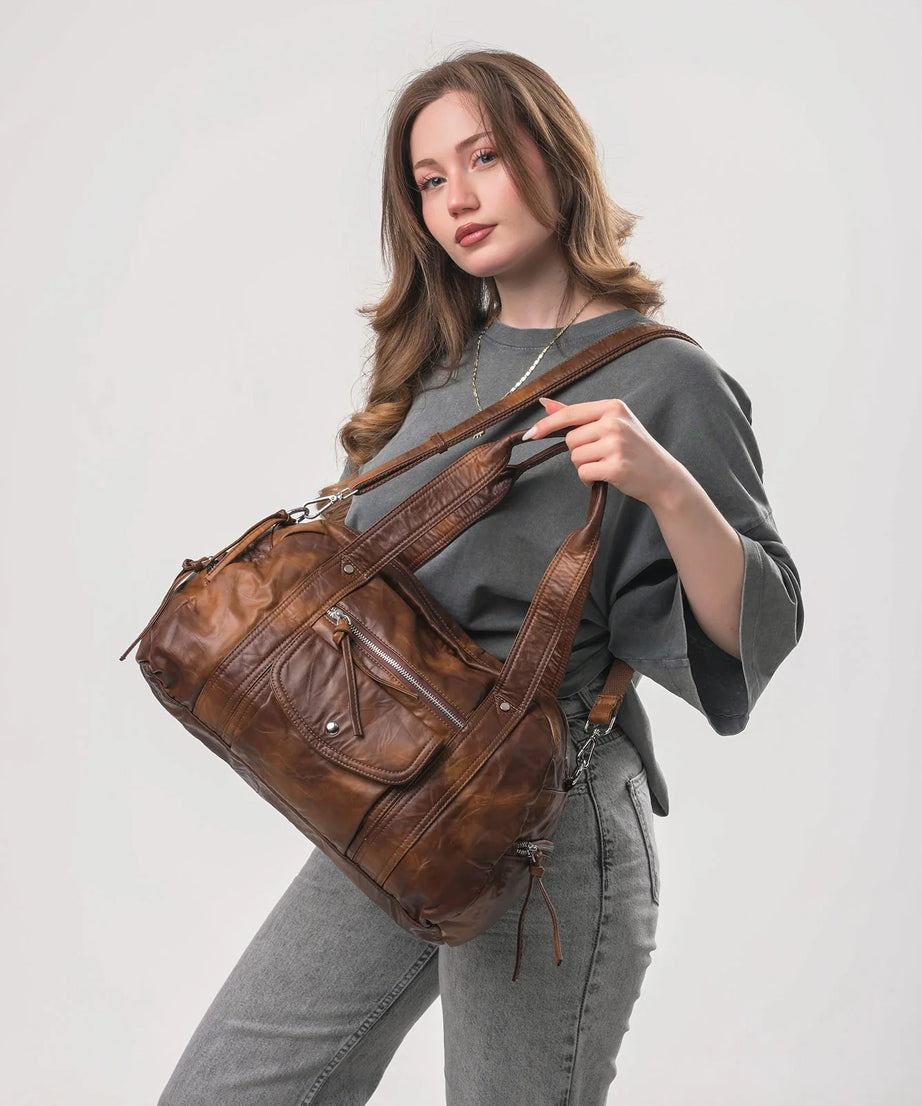 Şık, Modern ve Günlük Kullanım İçin İdeal Eskitme Deri Retro Tarz ccs-18384 - CAMEL