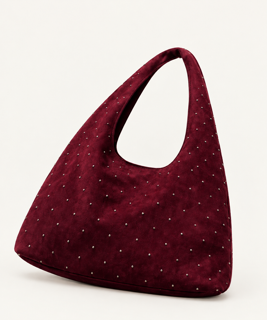 Bordo süet shopper çanta
