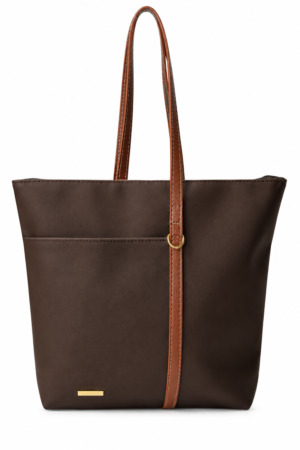 Kahverengi shopper çanta beyaz fon