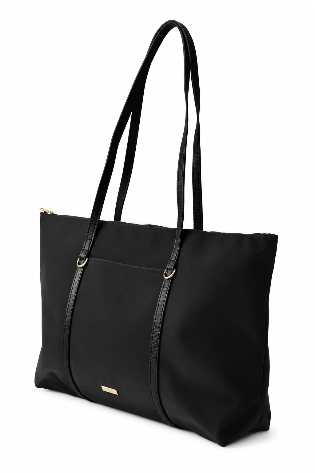 Siyah shopper çanta beyaz fon