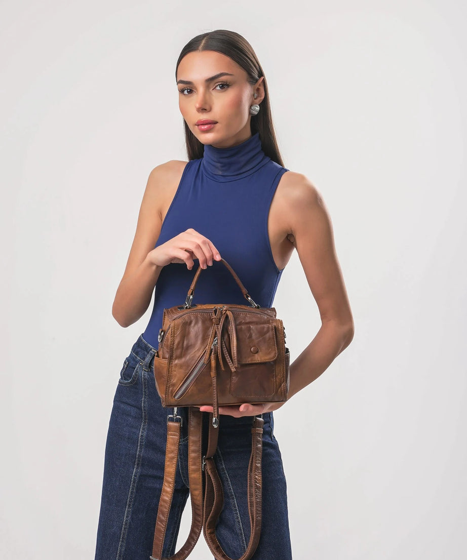 ÇÇS 18374 Kadın Omuz Ve Sırt Çantası - CAMEL