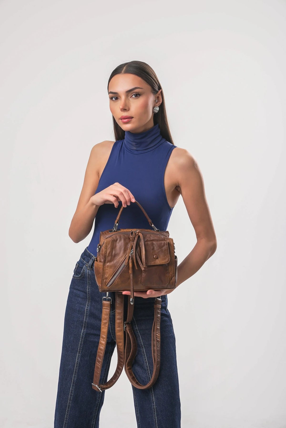 ÇÇS 18374 Kadın Omuz Ve Sırt Çantası - CAMEL