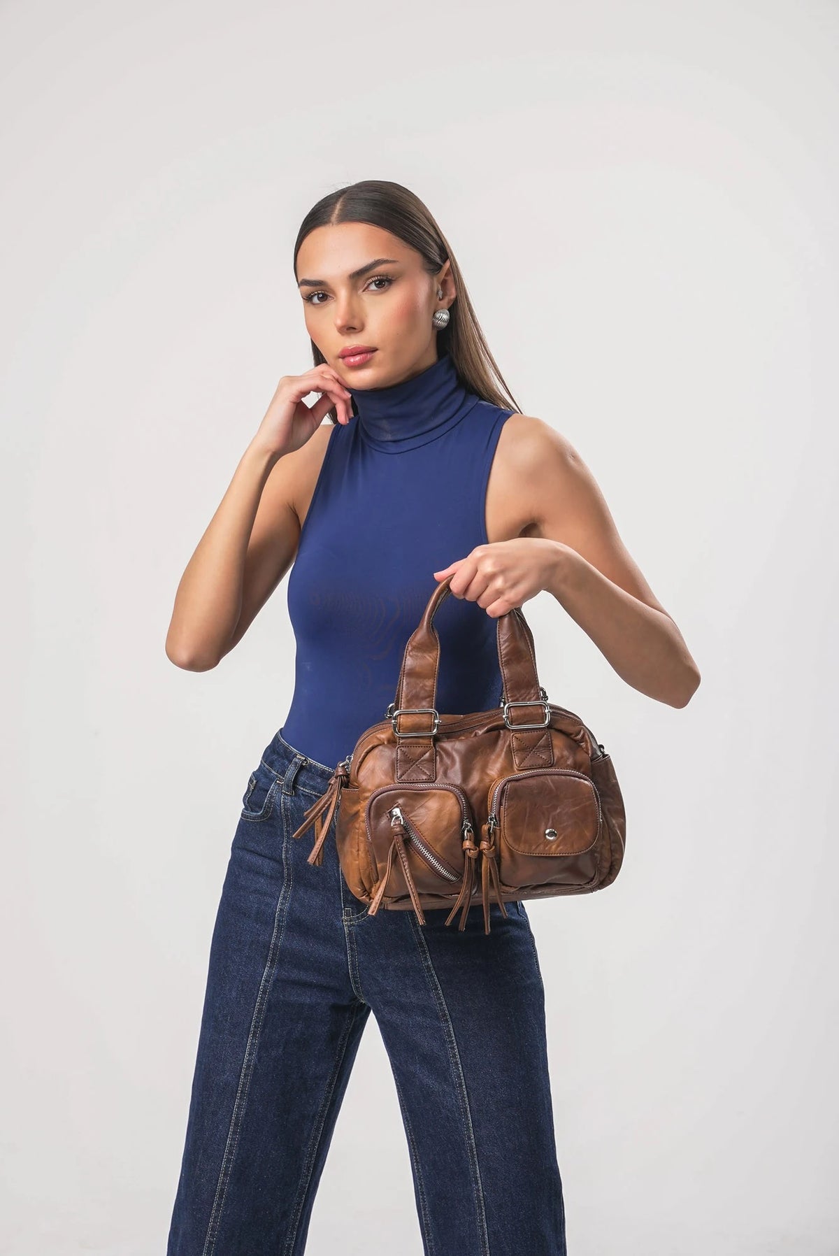 ÇÇS 18376 Kadın Çapraz Askılı El Çantası - CAMEL