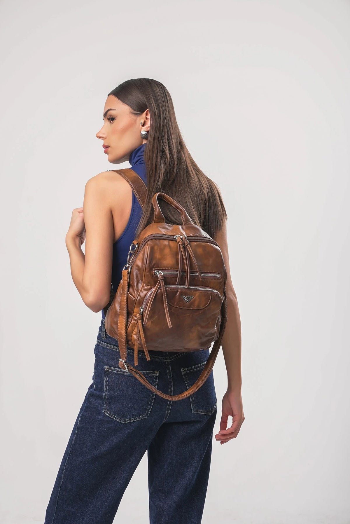 ÇÇS 18381 Kadın Sırt Ve Omuz Çantası - CAMEL