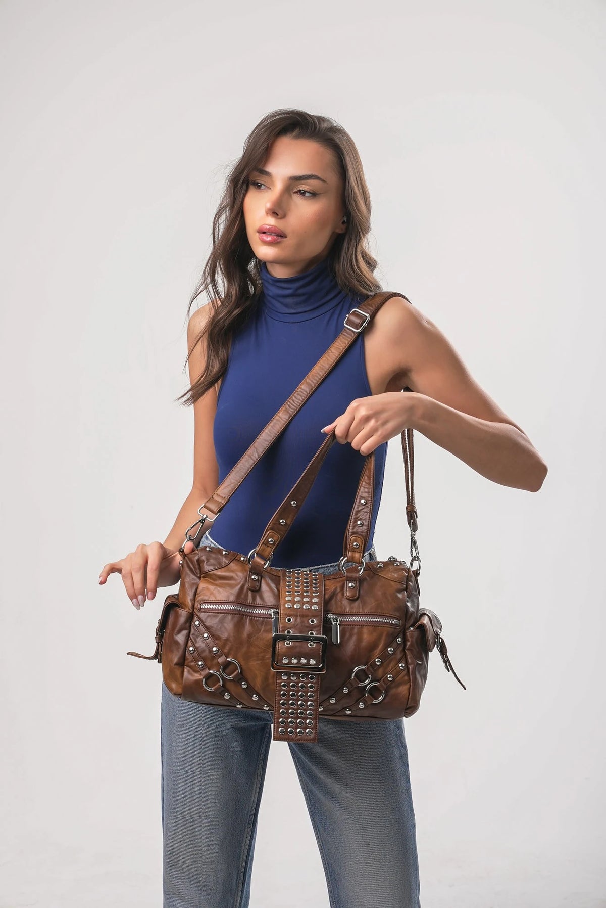 ÇÇS 18378 Kadın Omuz Çantası - CAMEL