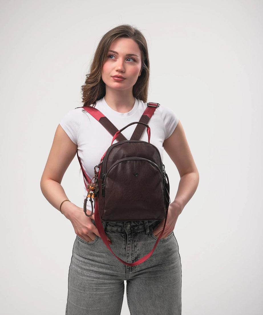 ÇÇS 18475 Kadın Sırt Çantası - BORDO