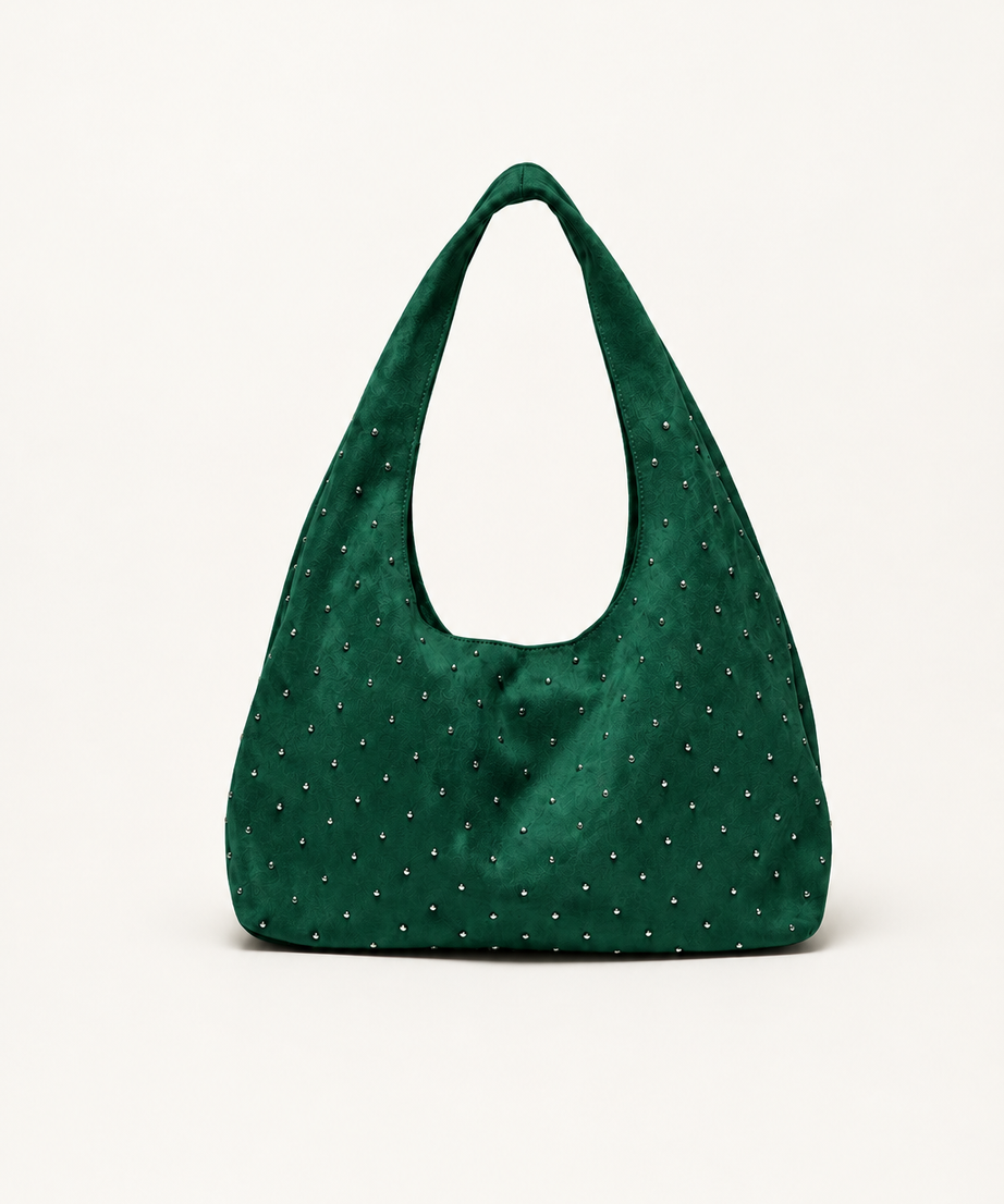 Yeşil süet shopper çanta
