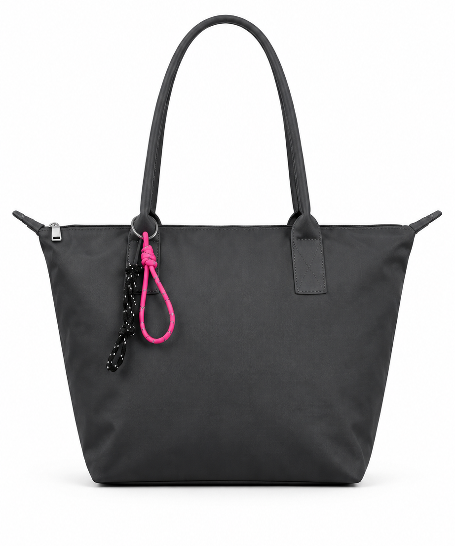 Gri shopper tote çanta, düz beyaz fon