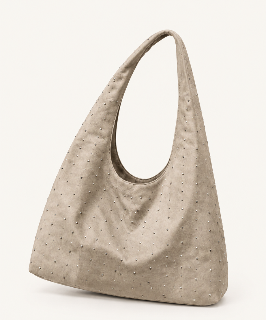 Gri süet shopper çanta