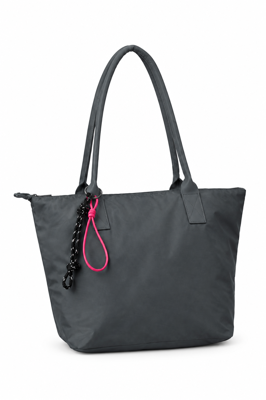 Gri shopper tote çanta, düz beyaz fon