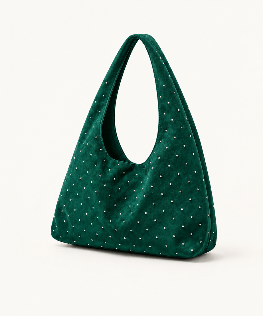 Yeşil süet shopper çanta
