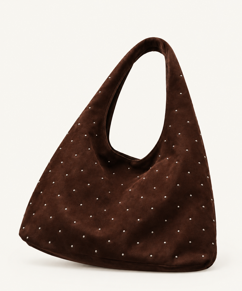 Kahverengi süet shopper çanta