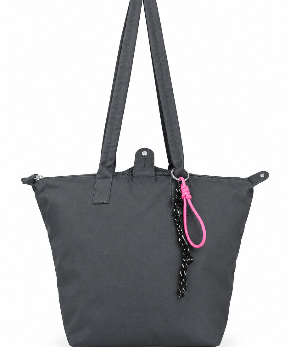 Gri shopper tote çanta, düz beyaz fon