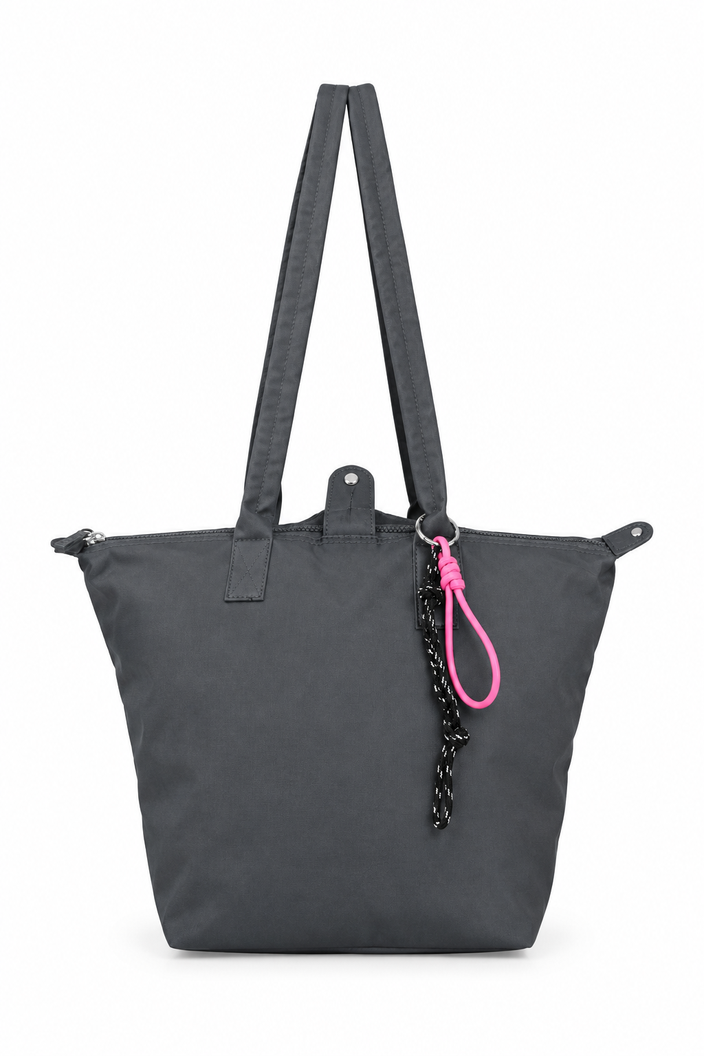 Gri shopper tote çanta, düz beyaz fon