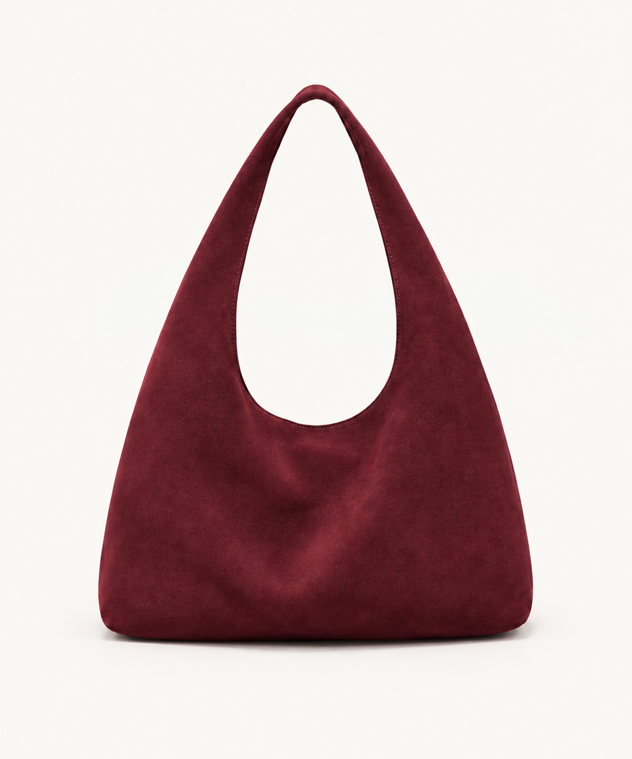Bordo süet shopper çanta