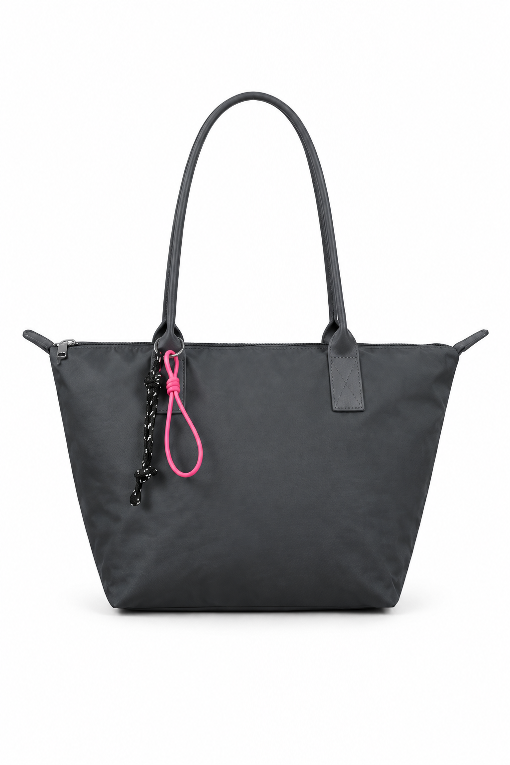 Gri shopper tote çanta, düz beyaz fon