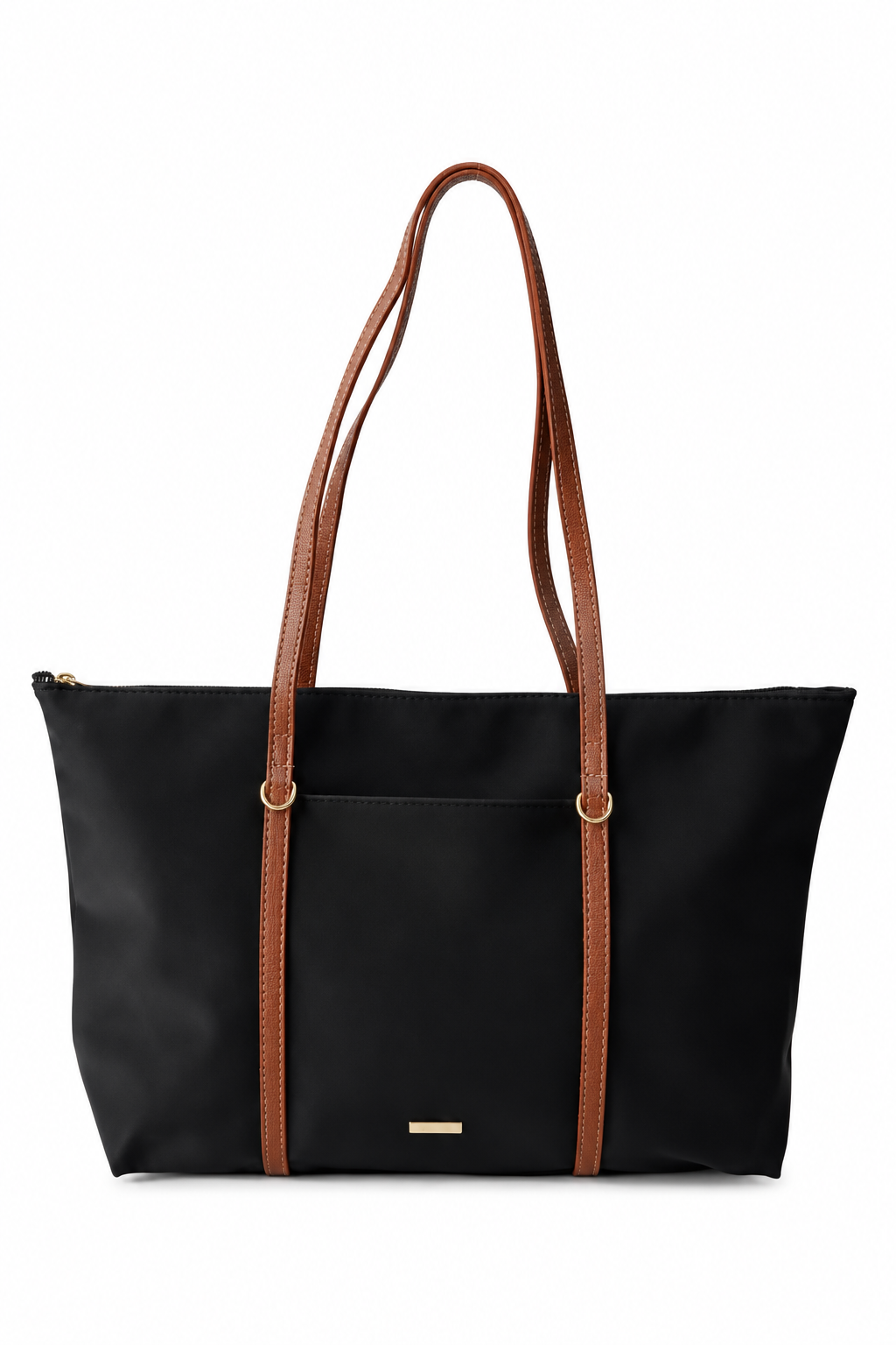 Siyah taba shopper çanta beyaz fon