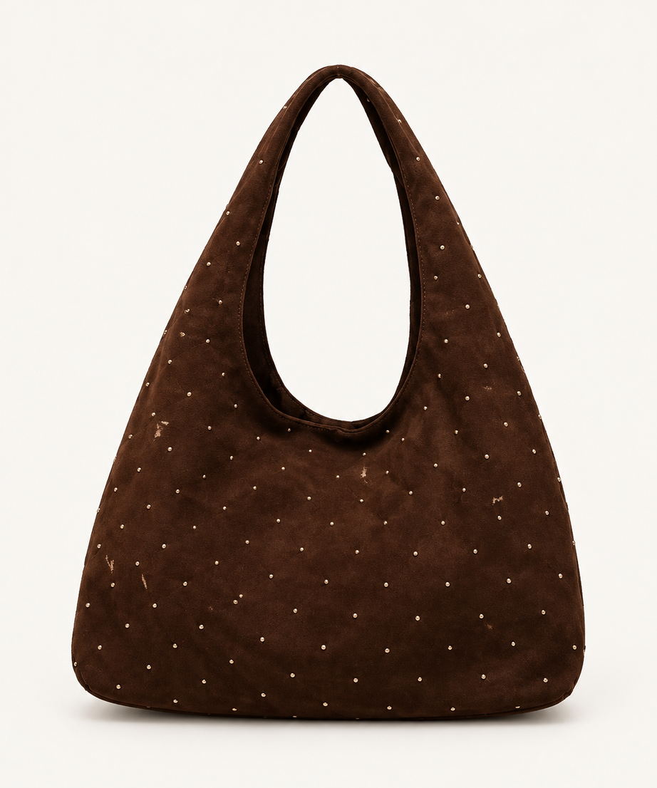 Kahverengi süet shopper çanta