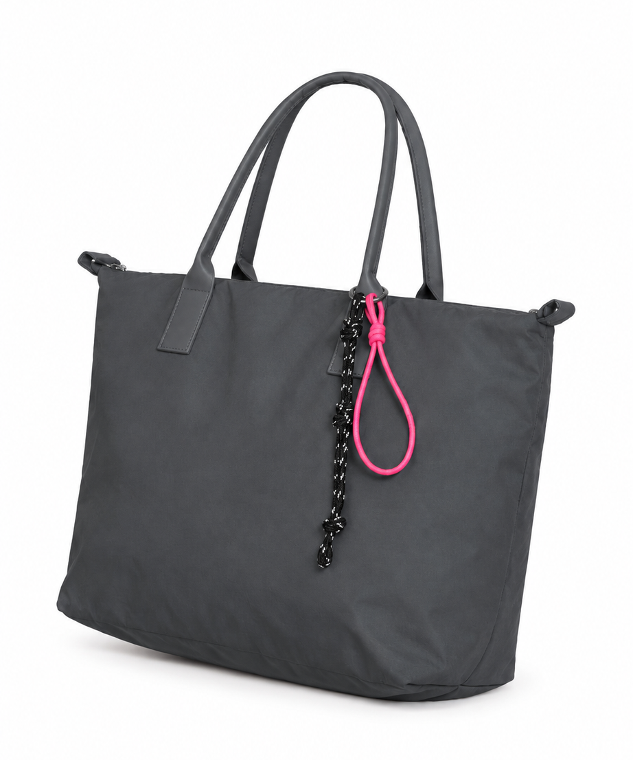 Gri shopper tote çanta, düz beyaz fon