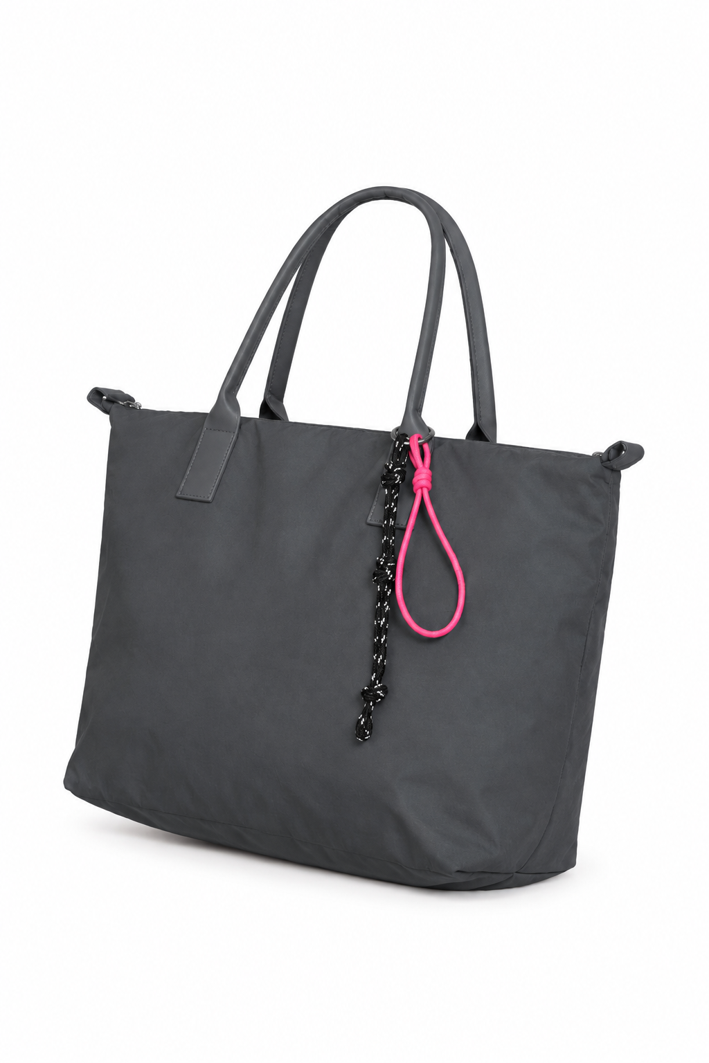 Gri shopper tote çanta, düz beyaz fon