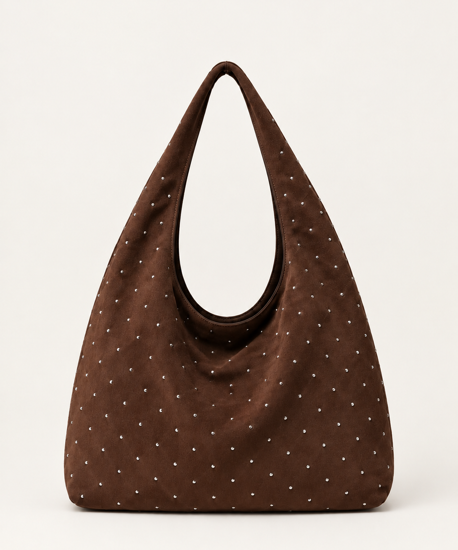 Kahverengi süet shopper çanta