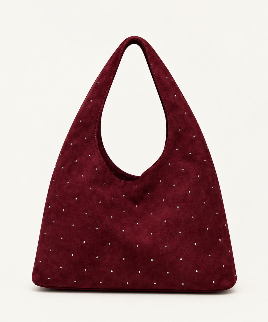 Bordo süet shopper çanta