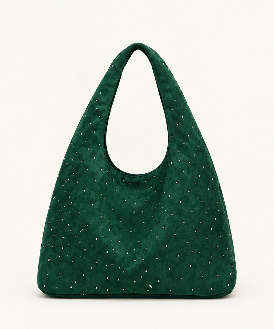 Yeşil süet shopper çanta