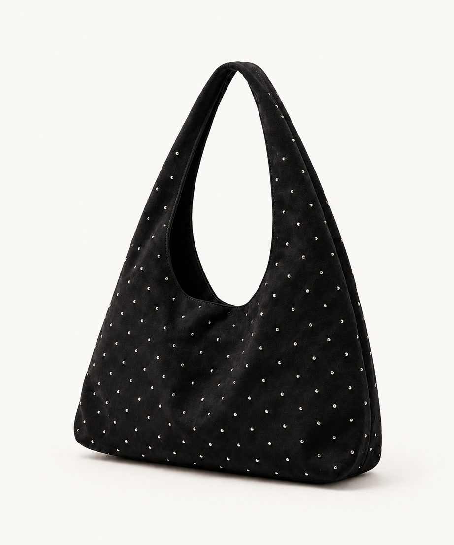 Siyah süet shopper çanta