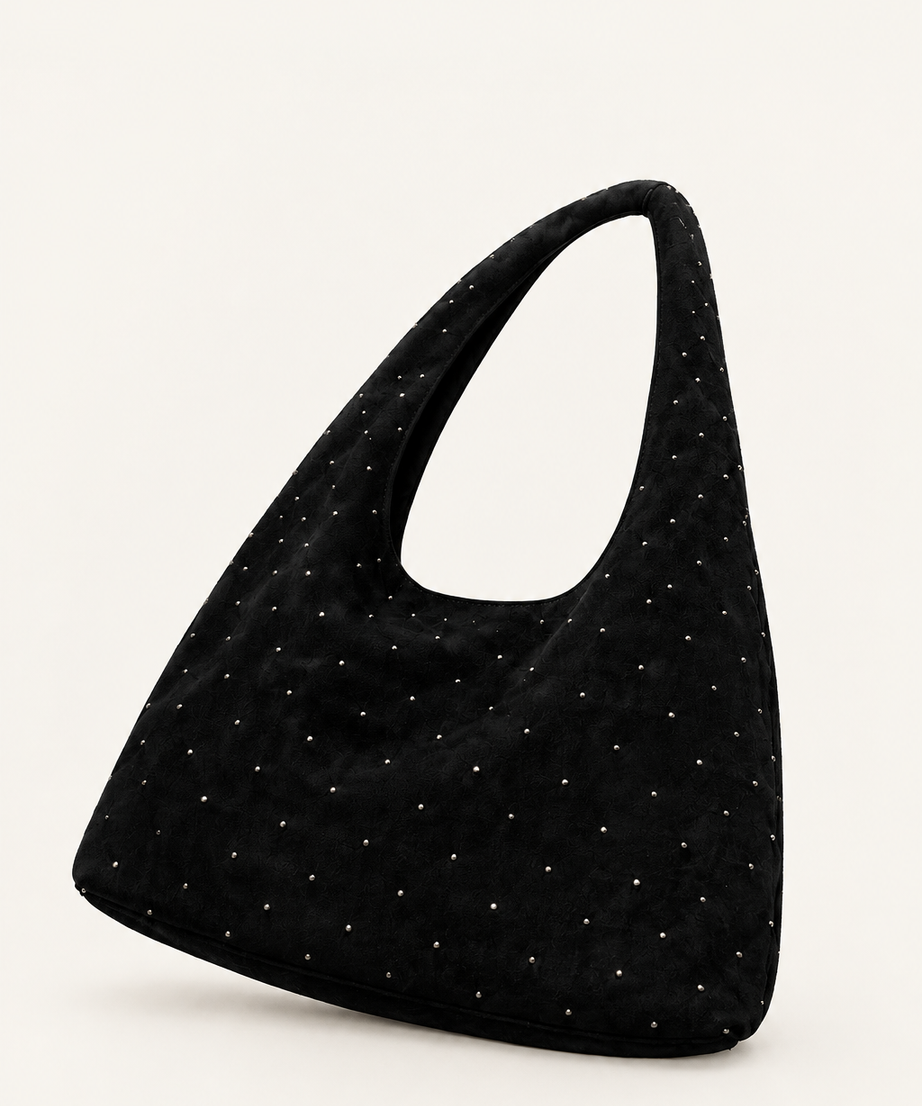 Siyah süet shopper çanta