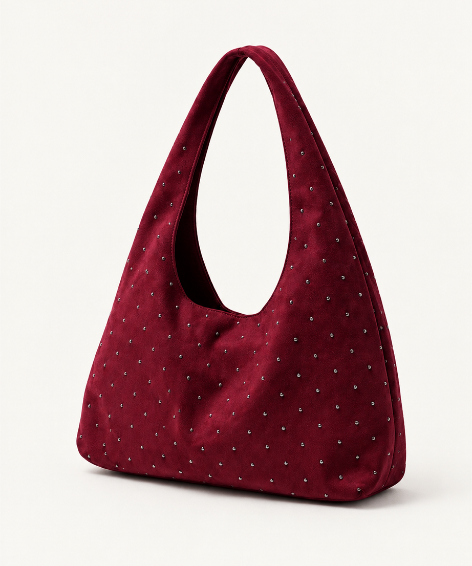 Bordo süet shopper çanta