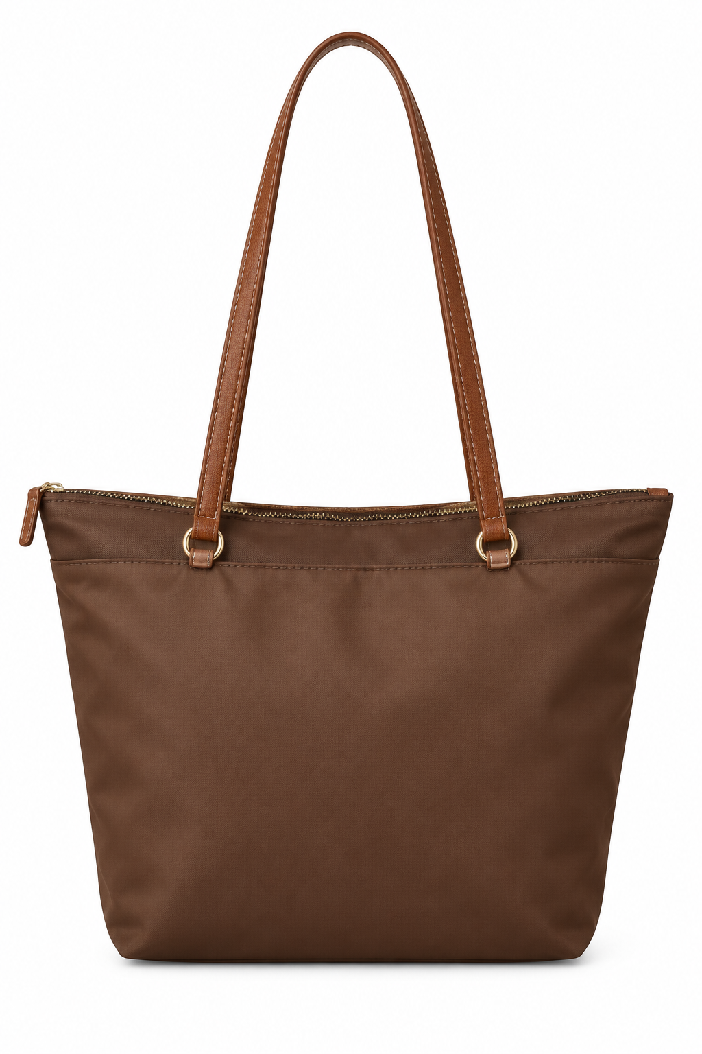 Kahverengi shopper çanta beyaz fon