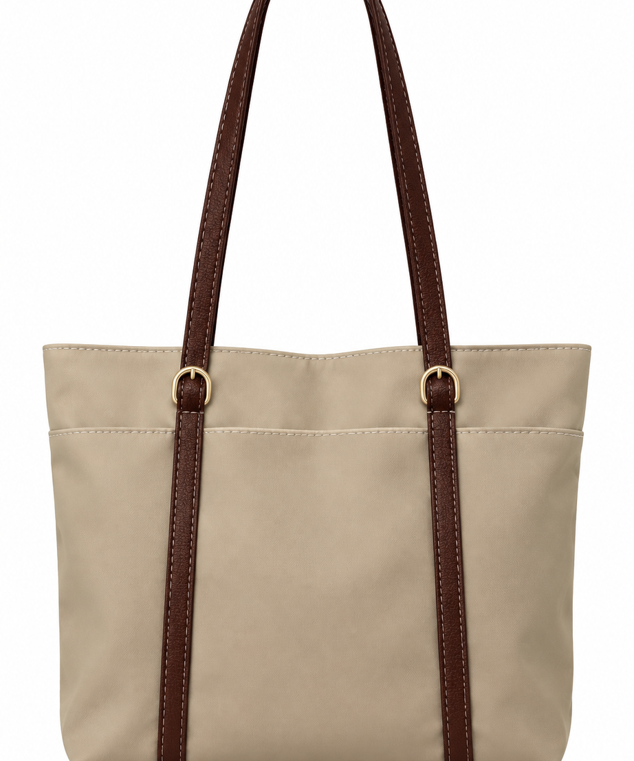 Vizon shopper çanta beyaz fon