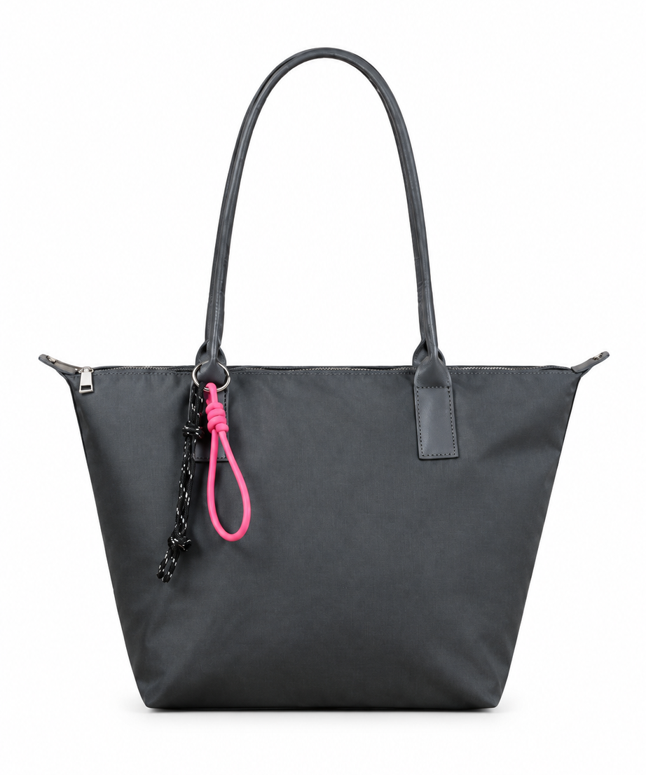 Gri shopper tote çanta, düz beyaz fon