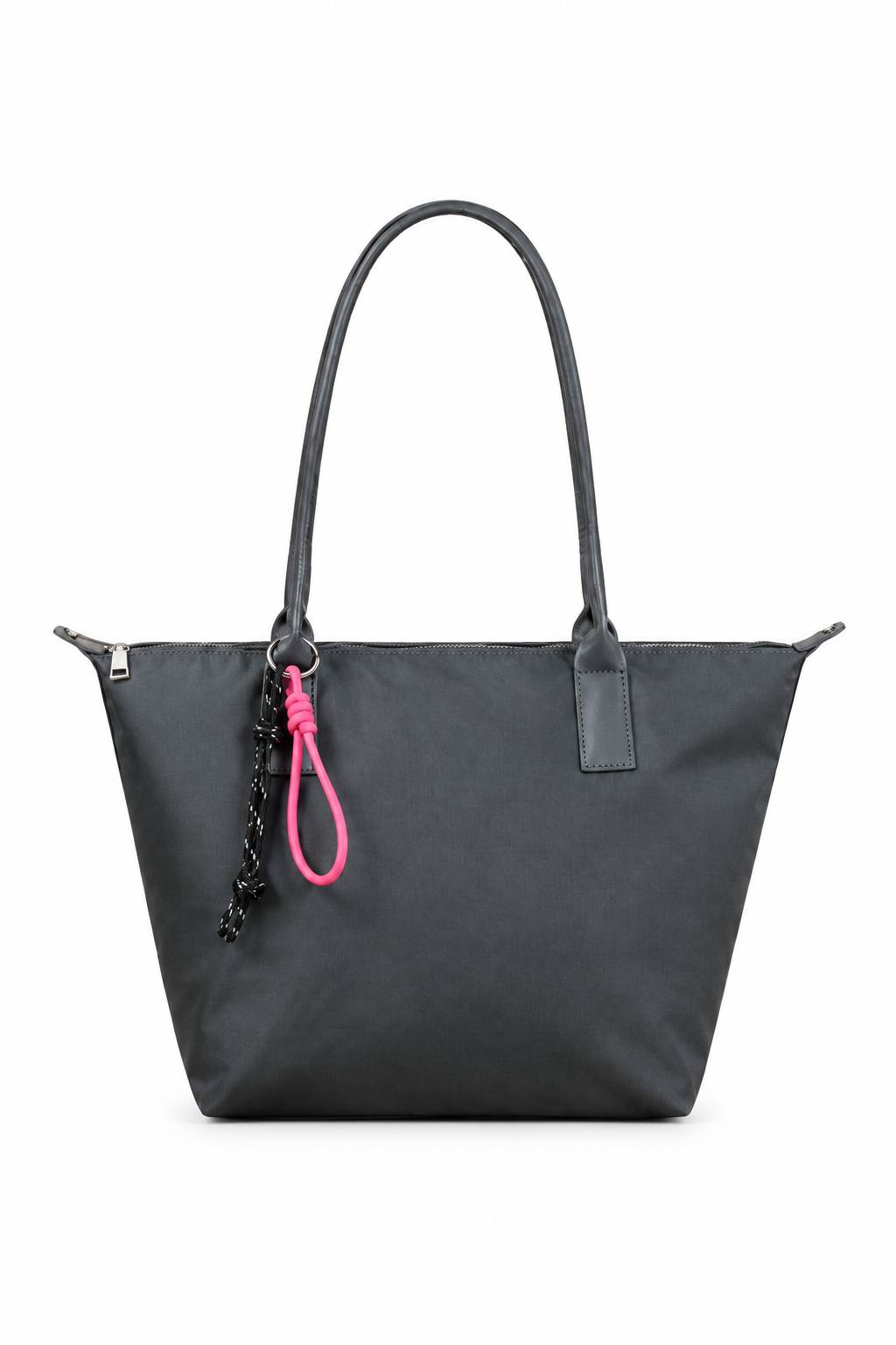 Gri shopper tote çanta, düz beyaz fon
