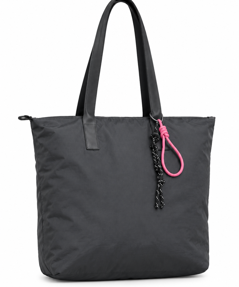 Gri shopper tote çanta, düz beyaz fon