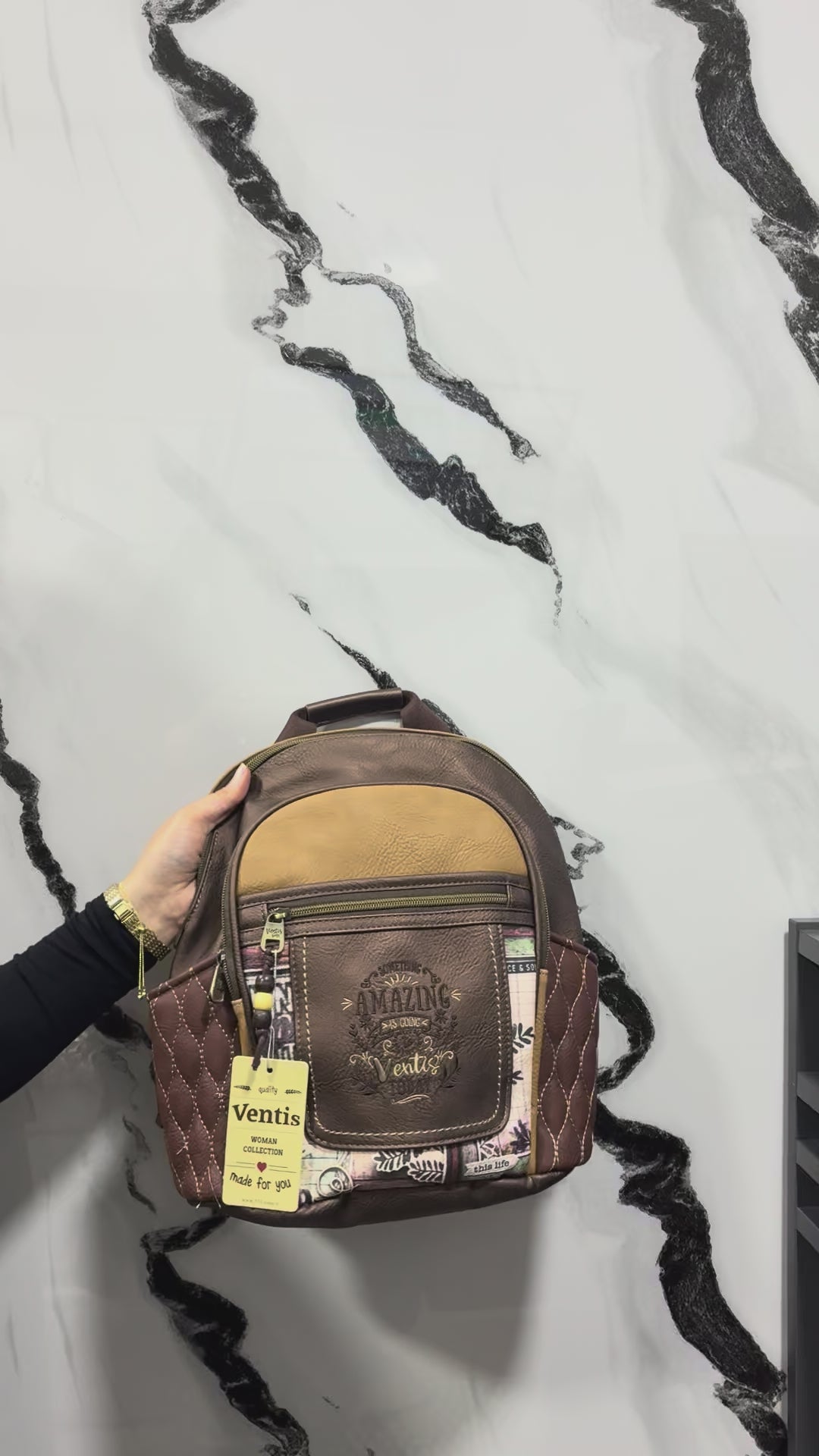 ventis model retro tarz çok bölmeli nakışlı sırt çantası