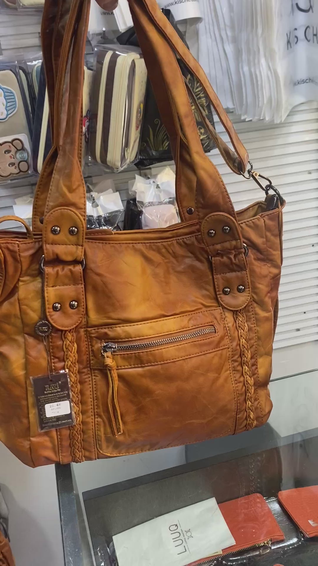 Hafif Çok Gözlü Yumuşak  Yıkama deri çapraz askılı retro detaylı Angel kavi-2504