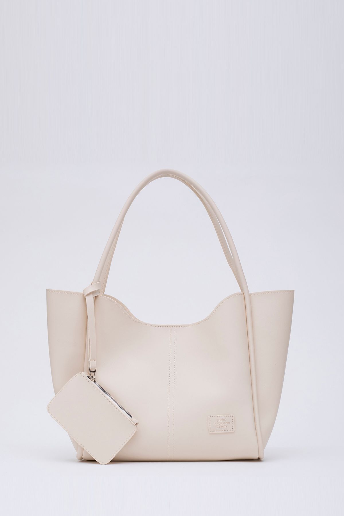 Siyah Shk108 Çıtçıtlı Suni Deri Cüzdanlı Makyaj Çantalı Kadın El ve Omuz Çantası U:25 E:38 G:15 cm