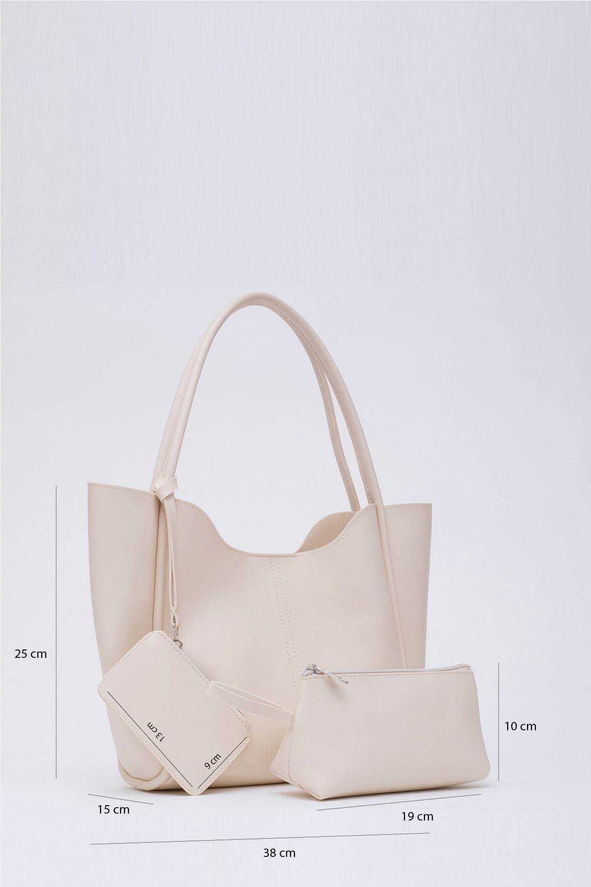 Siyah Shk108 Çıtçıtlı Suni Deri Cüzdanlı Makyaj Çantalı Kadın El ve Omuz Çantası U:25 E:38 G:15 cm