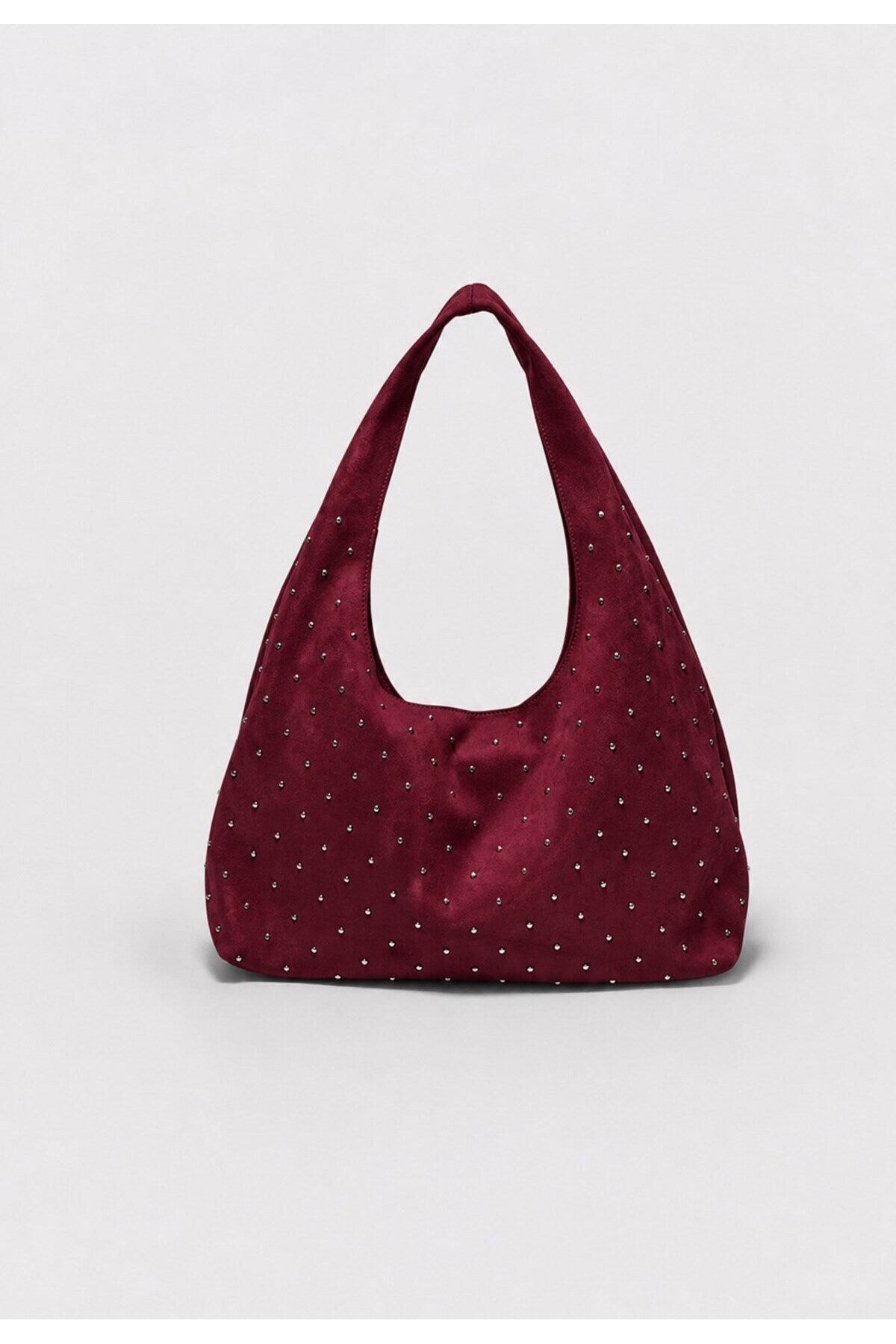 Süet Shopper Omuz Çantası Bordo